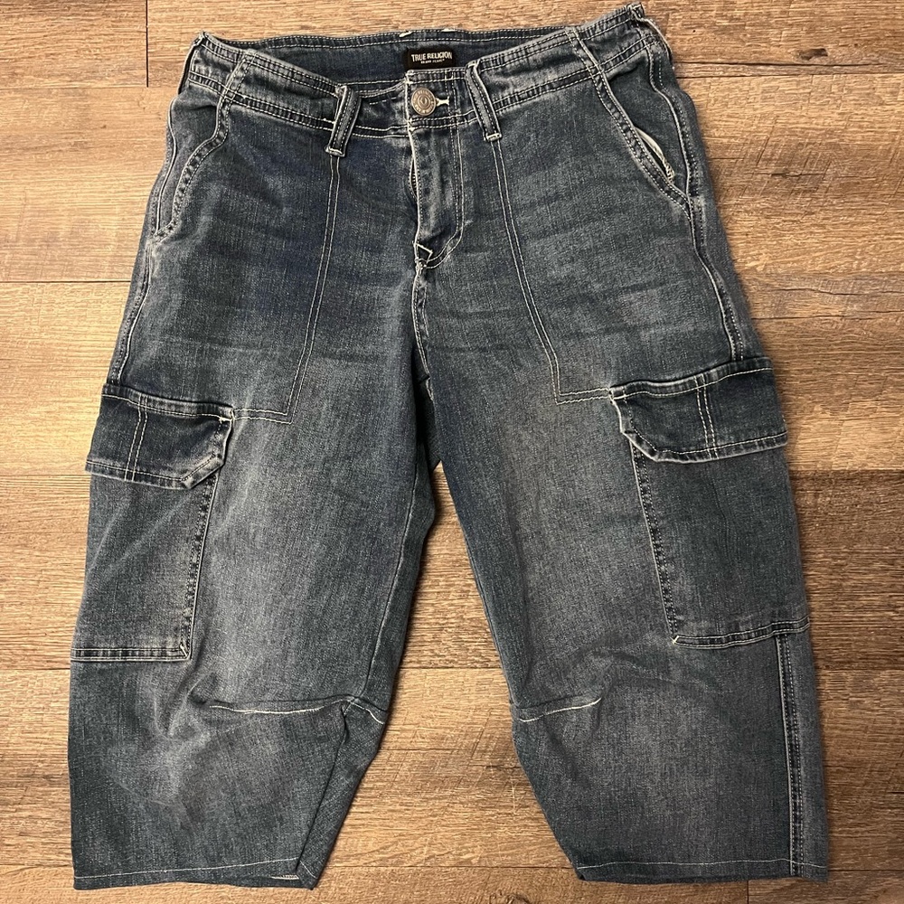 True Religion Women's Blue Cargo Shorts